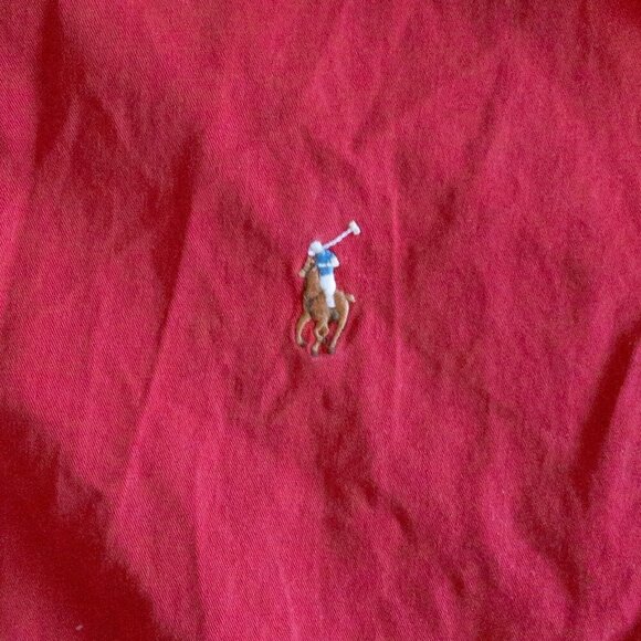 VINTAGE POLO RALPH LAUREN BLAKE MENS CASUAL SHIRT RED MULTICOLOR HORSE LOGO SZ L - Picture 2 of 5
